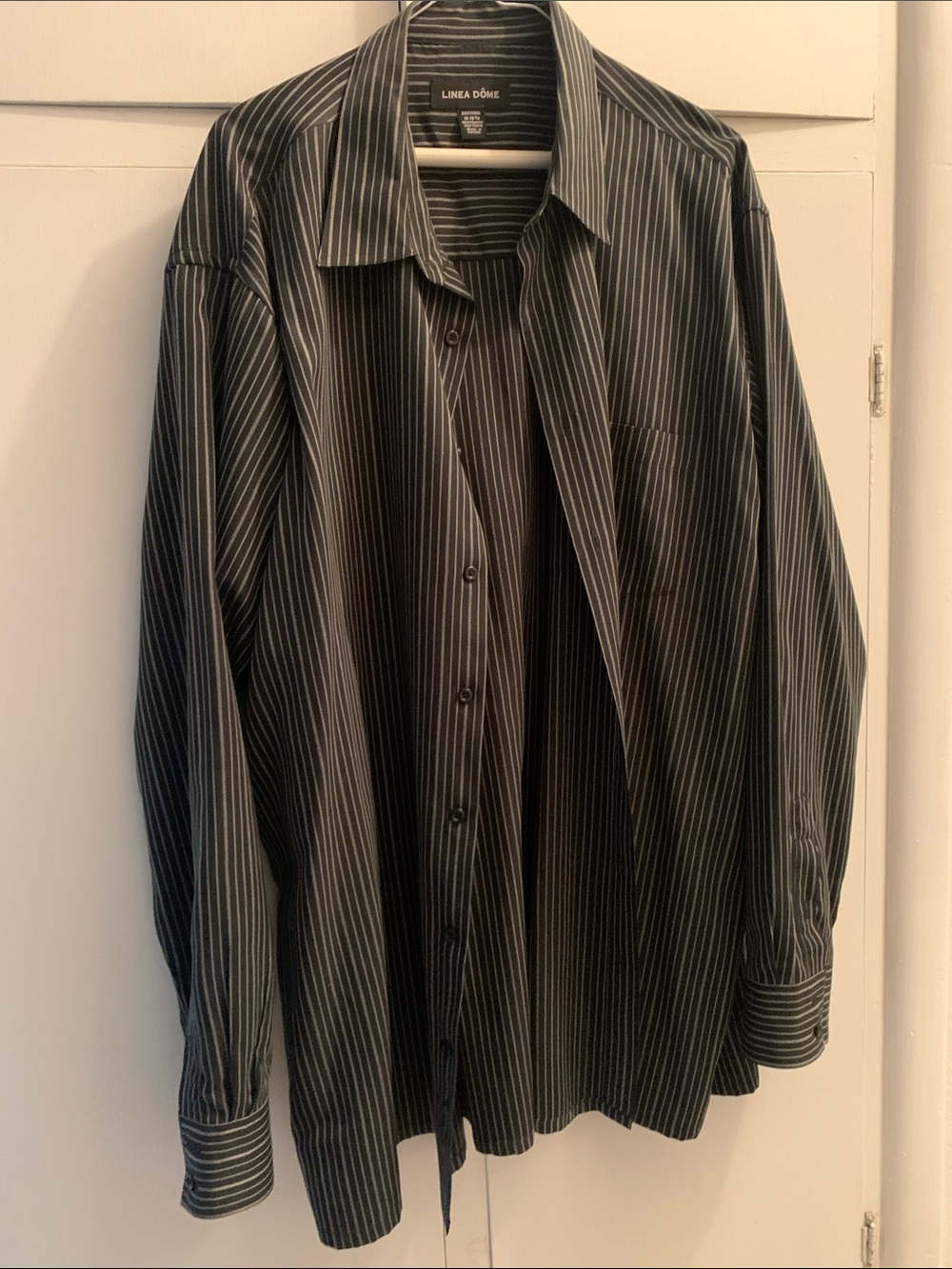 LINEA DOMI Black Pinstripe Men's Dress Shirt